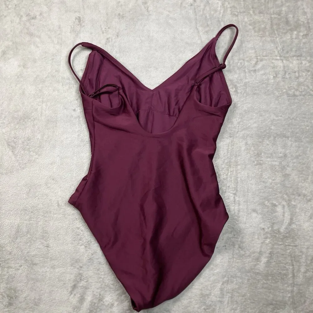 J Crew Lana One-Piece Womens 12 Burgundy Classic Sculpt Luxe Beach Resort CI367